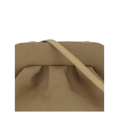 THEMOIRè Beige Other Fibres Clutch Bag with detachable shoulder strap, showcasing minimalist design and sustainable materials.