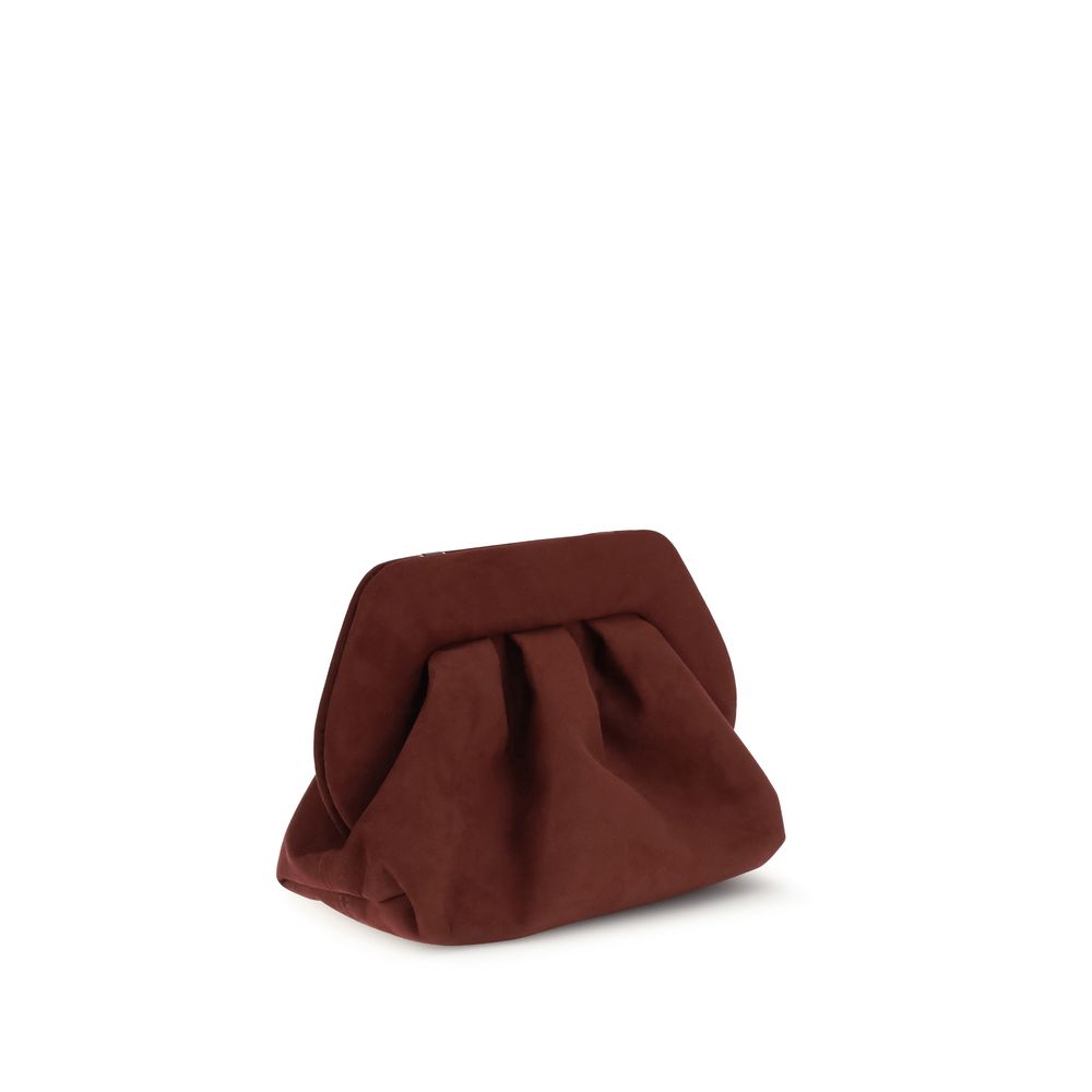 THEMOIRè Brown Other Fibres Clutch Bag with magnetic closure and detachable shoulder strap, eco-friendly design.