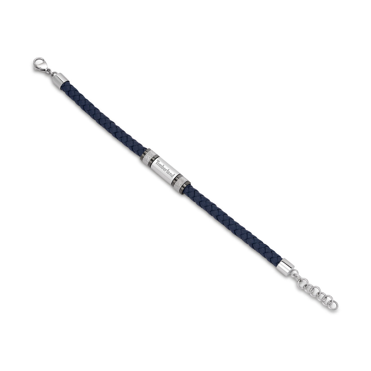 TIMBERLAND JEWELS JEWELRY Mod. TDAGB0003202 navy braided bracelet with silver accents