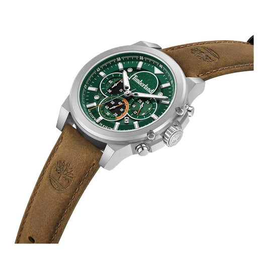 TIMBERLAND Mod. FAST STRIKE watch with green dial and brown leather strap