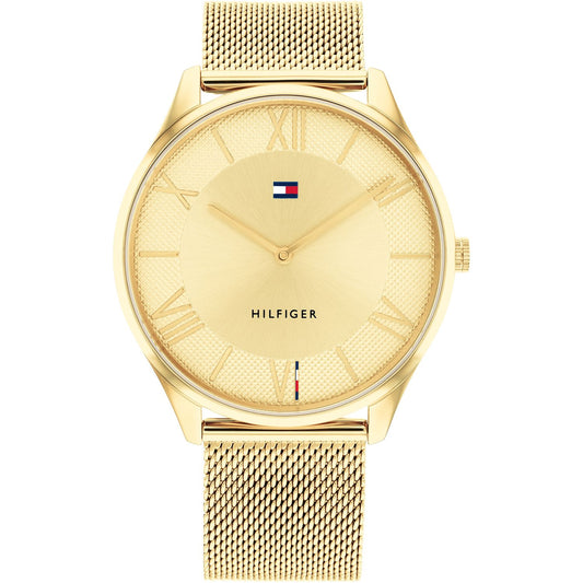 TOMMY HILFIGER Mod. 1710515 quartz analog gent's watch with goldtone case and bracelet, mineral dial, 3 ATM water resistance.