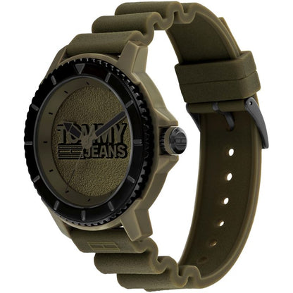 TOMMY HILFIGER Mod. 1792002, gents multifunction quartz analog watch, 45mm mineral dial, 3 ATM, official box packaging, military green strap