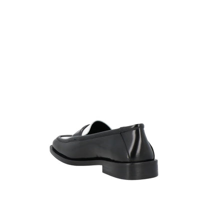 The Attico Black Leather Slip-On Loafers