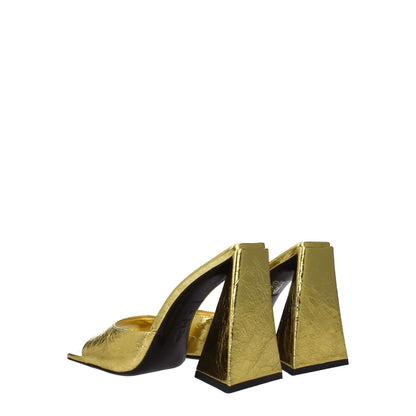 The Attico Gold Leather Platform Sandals