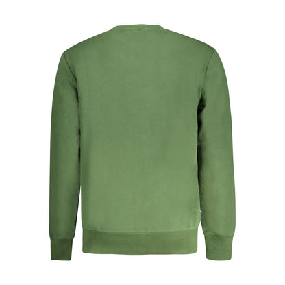 Back view of Timberland Green Cotton Men Sweater displaying casual chic and comfort.