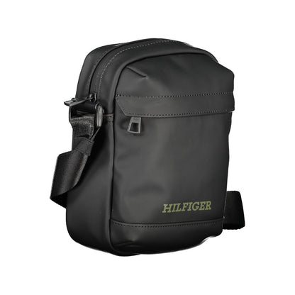 Tommy Hilfiger Black Polyethylene Shoulder Bag with adjustable strap, external and internal pockets, zip closure, printed logo.