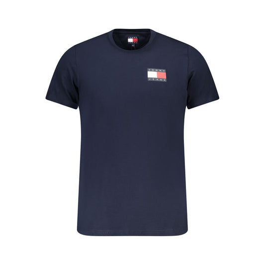 Tommy Hilfiger Blue Cotton Men T-Shirt with logo and eye-catching print