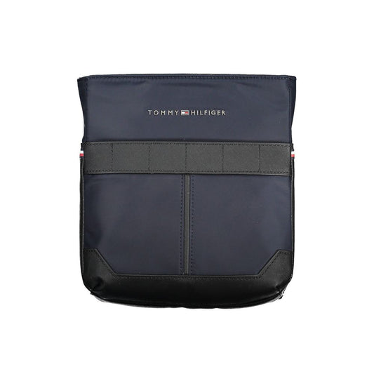 Tommy Hilfiger Blue Polyester Men Shoulder Bag with logo detail, adjustable strap, and zip closure for secure essentials.