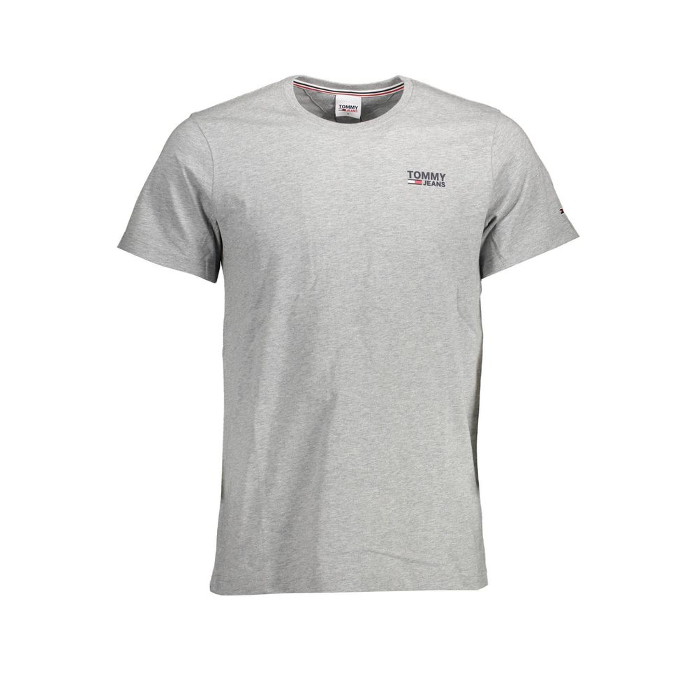 Tommy Hilfiger Brown Cotton Men T-Shirt with iconic logo display, short-sleeve, organic cotton, crew neck, stylish casual wear.