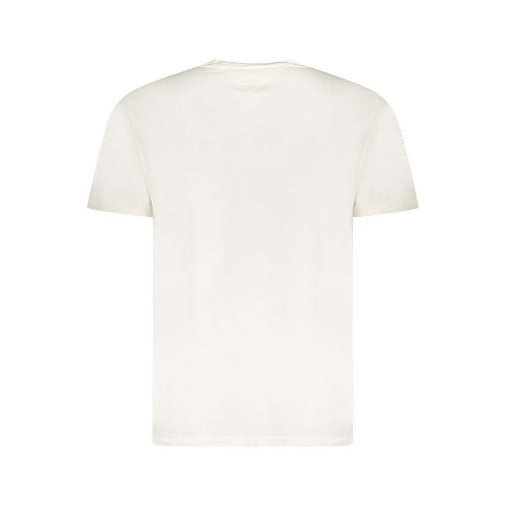 Back view of Tommy Hilfiger White Cotton Men T-Shirt showcasing clean design and crew neck.