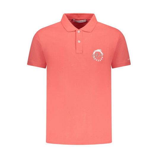 Trussardi Pink Cotton Men Polo Shirt with logo and two-button placket, offering casual elegance and style for gentlemen.