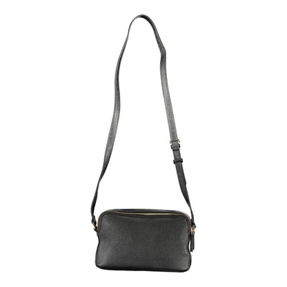Elegant Twinset Black Polyethylene Women Handbag with adjustable strap, featuring dual compartments and card pocket.