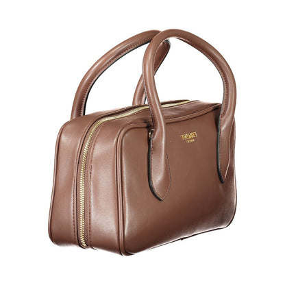 Twinset Brown Polyethylene Women Handbag with top handle and zip closure.