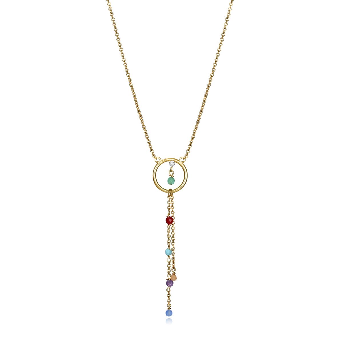 Gold necklace with multicolor gemstone accents on a chain, VICEROY JEWELS Mod. 13007C100-59, designed for ladies, elegant and stylish accessory.