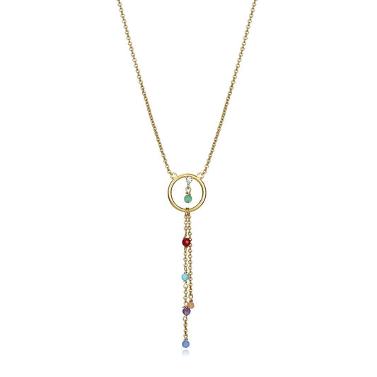 Gold necklace with multicolor gemstone accents on a chain, VICEROY JEWELS Mod. 13007C100-59, designed for ladies, elegant and stylish accessory.