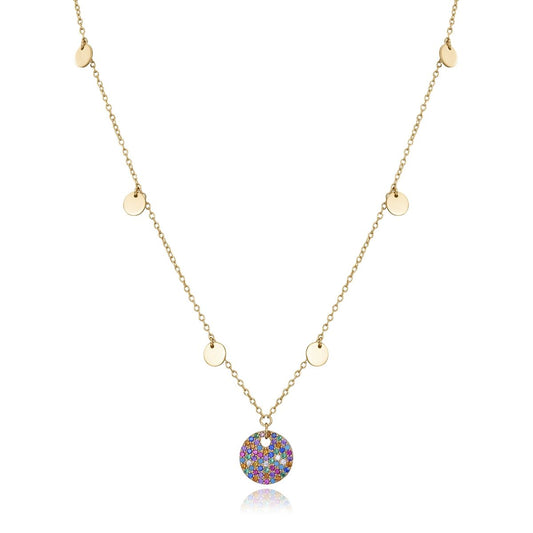 Gold necklace with round colorful pendant featuring the VICEROY JEWELS Mod. 13071C100-39 design for ladies.