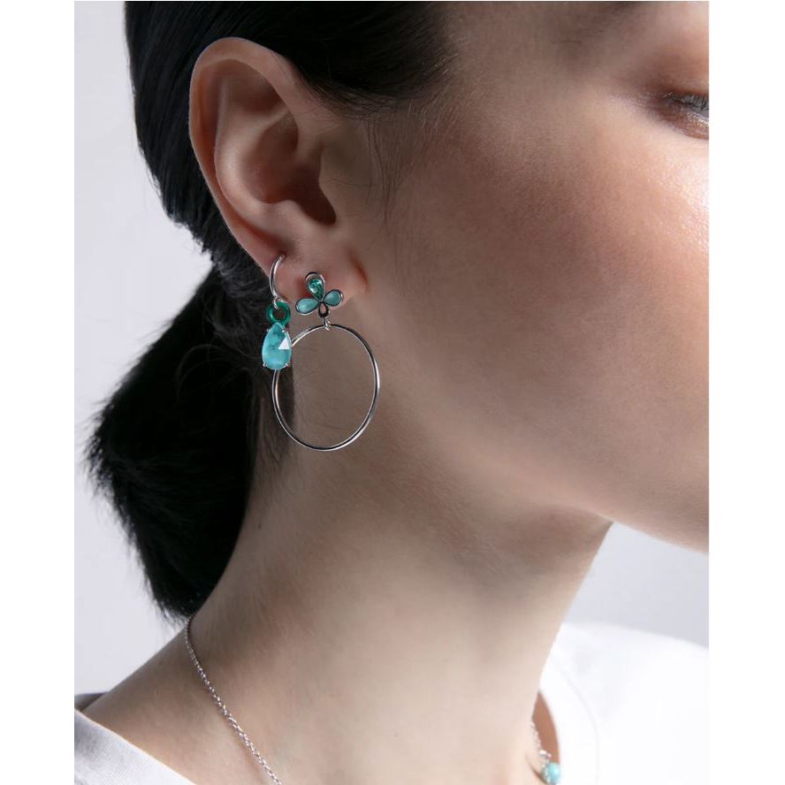 VICEROY JEWELS Mod. 13196E000-93 silver earrings on lady, featuring quartz analog movement, multifunction, 10 ATM water resistance.