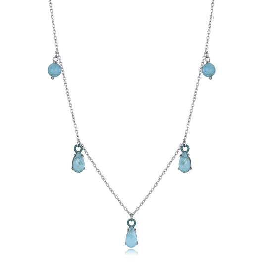 VICEROY JEWELS Mod. 13197C000-93 lady's silver necklace with blue gemstones, quartz analog, 10 ATM water resistance, multifunction design