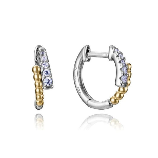 VICEROY JEWELS Mod. 2311E100-30 silver and gold hoop earrings with quartz stones, elegant design for ladies.