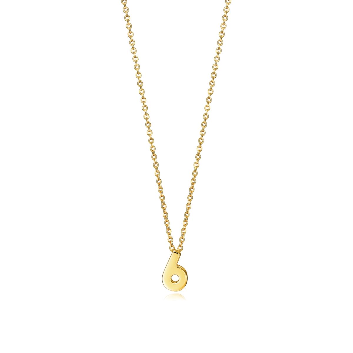 Elegant gold necklace with a number 6 pendant for ladies