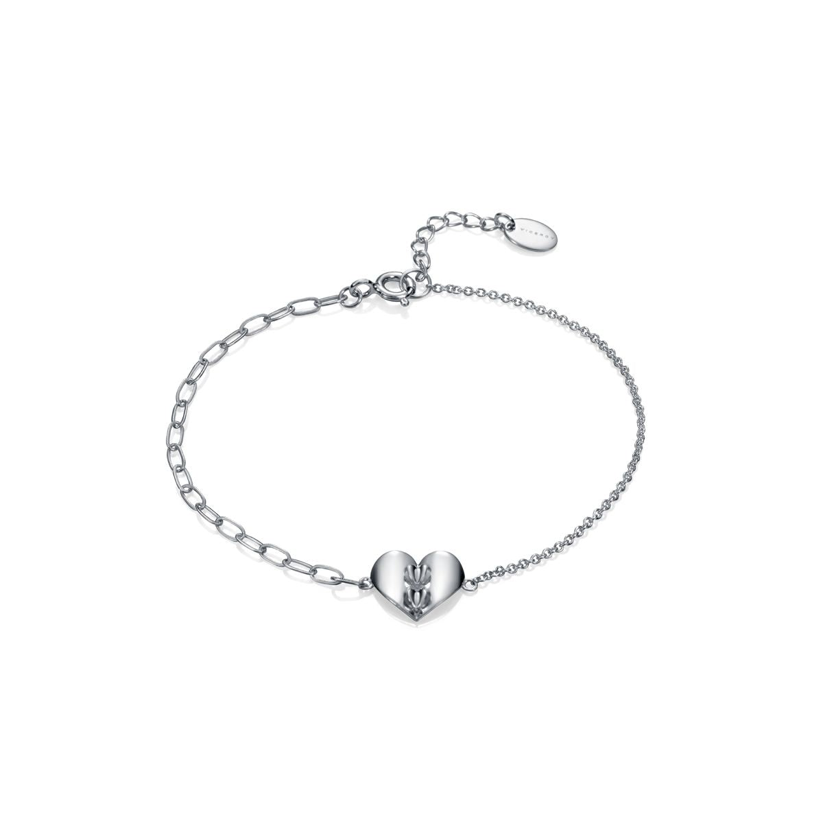 VICEROY JEWELS Mod. 61065P100-36 ladies silver bracelet with heart pendant, quartz analog, water-resistant 3 ATM, in official box.
