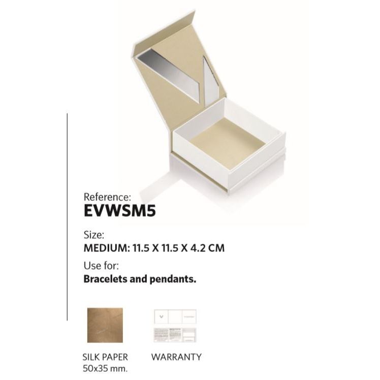 Medium-sized jewelry box with silk paper for bracelets and pendants, reference EVWSM5.