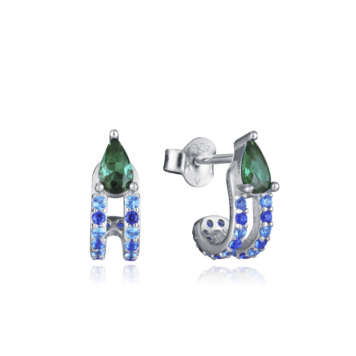 VICEROY JEWELS Mod. 9130E000-39 lady's silver 925° earrings with green and blue stones, quartz analog, water-resistant up to 10 ATM.