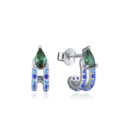 VICEROY JEWELS Mod. 9130E000-39 lady's silver 925° earrings with green and blue stones, quartz analog, water-resistant up to 10 ATM.