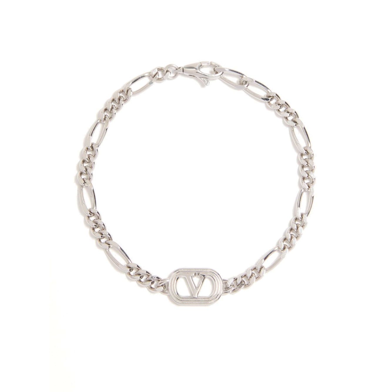 Valentino Garavani Ovalette Bracelet with silver-tone VLogo Signature curb chain and lobster claw fastening.
