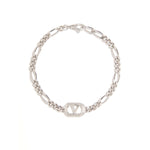 Valentino Garavani Ovalette Bracelet with silver-tone VLogo Signature curb chain and lobster claw fastening.