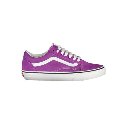 Vans Purple Polyester Sneaker with laces, Old Skool design, contrasting details, logo visible, sports shoe.