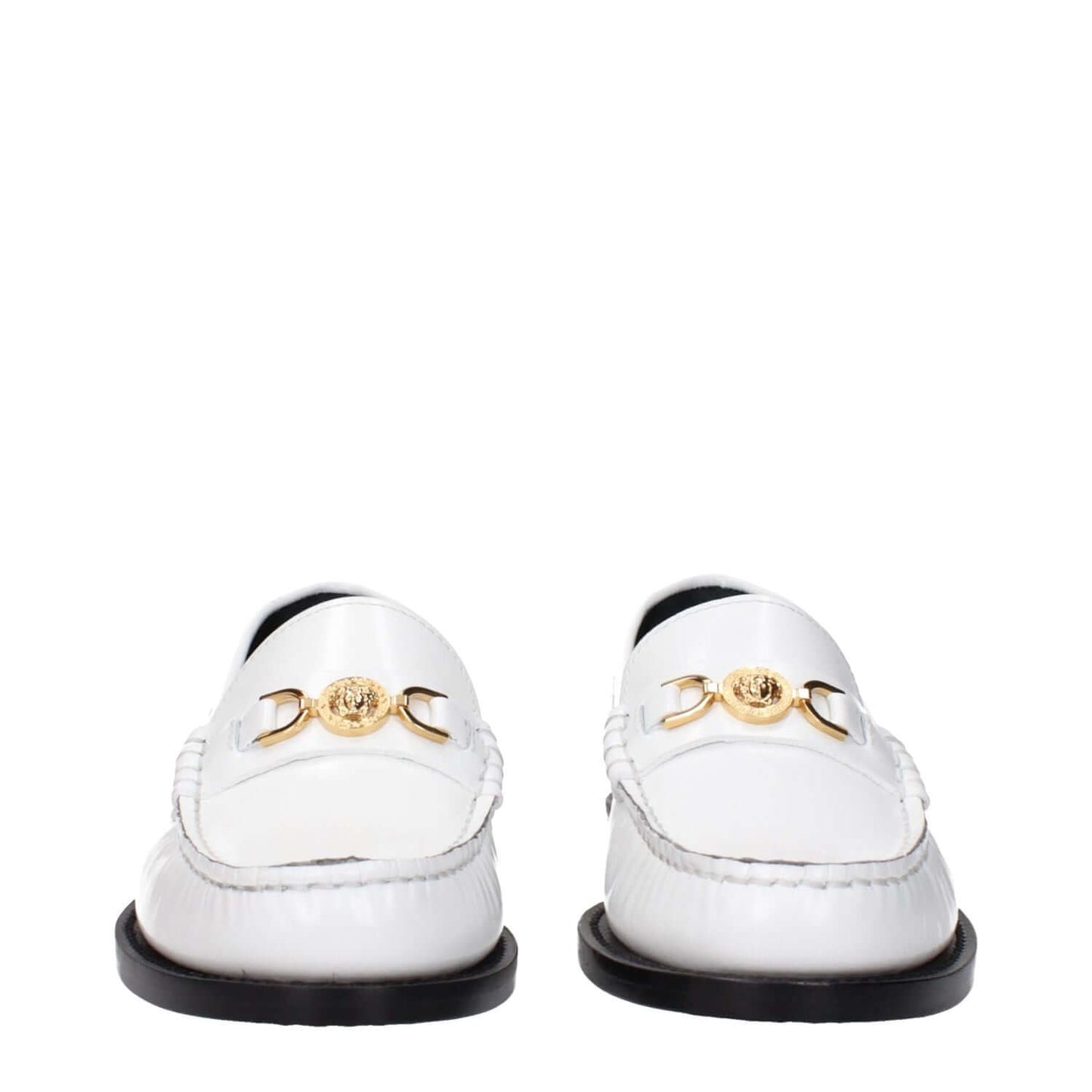 Versace White Leather Slip-On Loafers