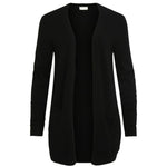 Vila Clothes Black Viscose Cardigan with long sleeves and side pockets for versatile styling.