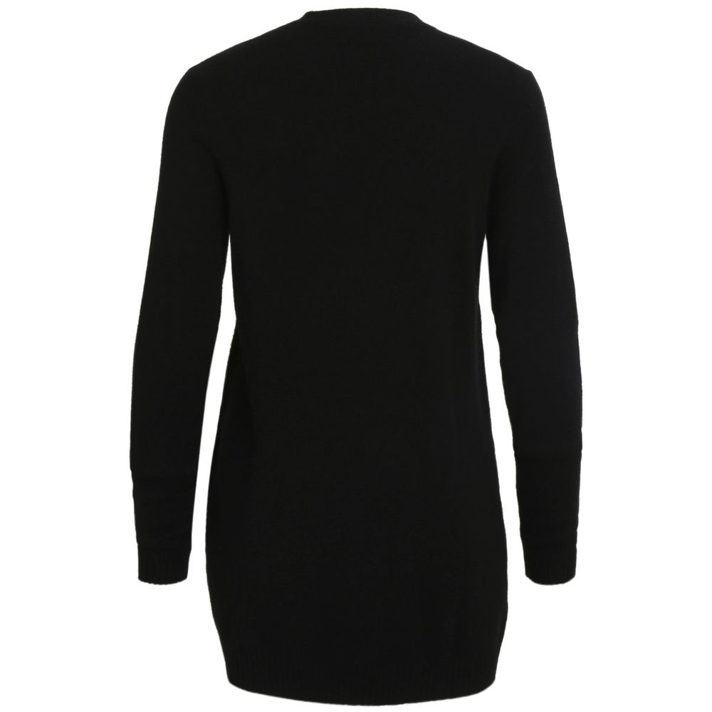 Back view of Vila Clothes Black Viscose Cardigan featuring lightweight knit and side pockets, ideal for stylish layering.