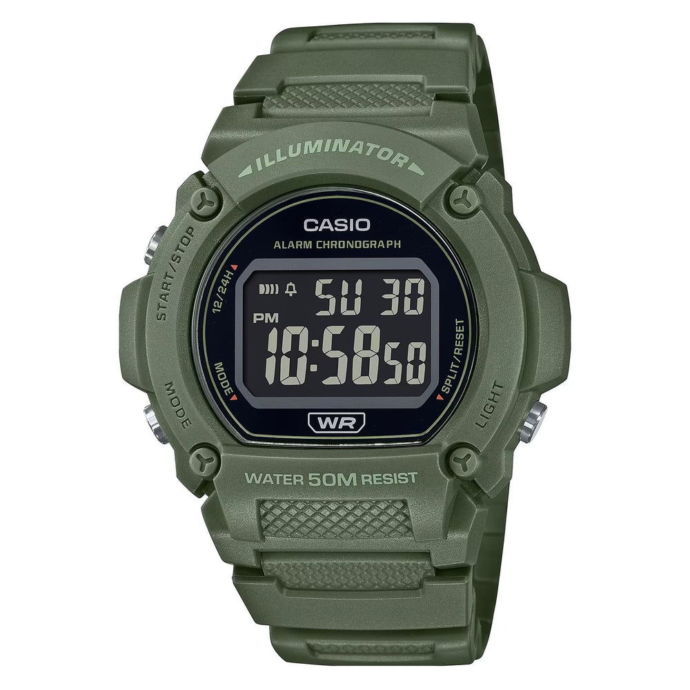 CASIO TIMELESS COLLECTION Mod. SPORT- ILLUMINATOR. WR 50M. ALARM. CHRONOGRAPH - ARMY GREEN - COLORED SERIE wristwatch