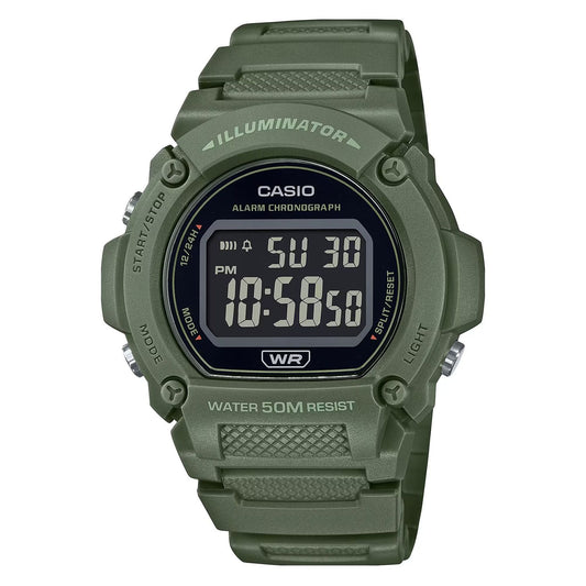 CASIO TIMELESS COLLECTION Mod. SPORT- ILLUMINATOR. WR 50M. ALARM. CHRONOGRAPH - ARMY GREEN - COLORED SERIE wristwatch