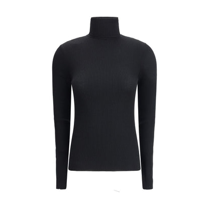 Wolford Black Fleece Wool Turtleneck with ribbed weave design and slim fit for elegant silhouette, AW25 collection, 100% virgin wool.