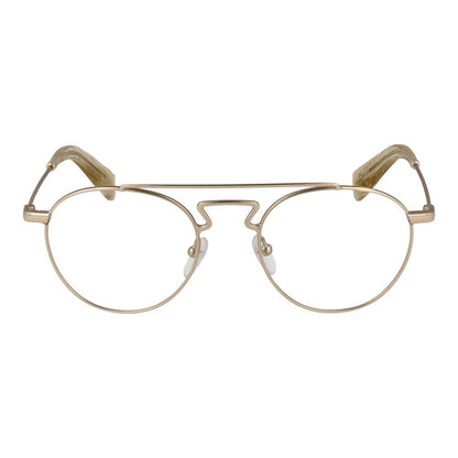 Yohji Yamamoto Gold Metal Glasses (Frames) aviator style, full-rim, size 50-20-145, gold metal frame with demo lenses for men.
