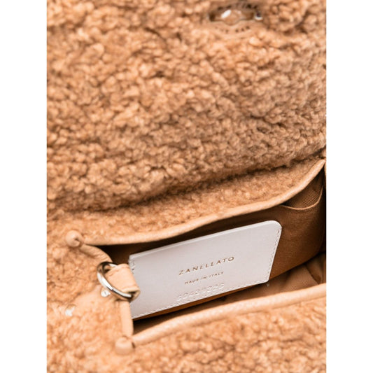Zanellato Postina Baby Teddy handbag with soft textured fabric and elegant design details, showcasing luxury craftsmanship.