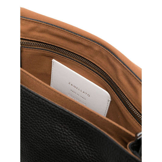 Interior of Zanellato Postina Daily medium leather handbag with internal zip pocket and card slot