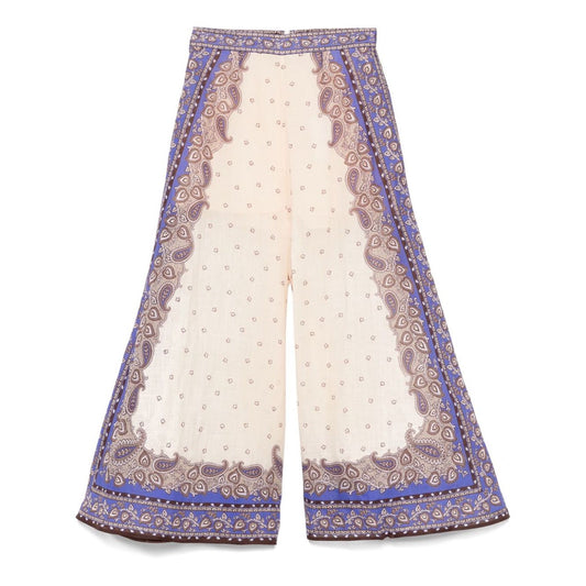 Zimmermann Maxine trousers in ecru with concealed rear zip and side slit pockets, eco-friendly materials, Conscious fashion.