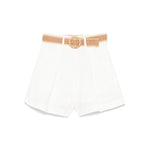 Zimmermann Shorts Ivory - high-waisted linen Rhiannon shorts with belt loops and side slit pockets, rear zip fastening.