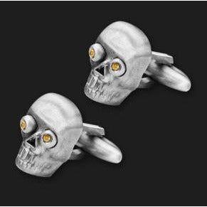 AMBROSINI JEWELS - GEMELLI ARGENTO 925° piccoli teschio finitura bianca Cufflinks