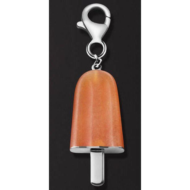 AMBROSINI JEWELS - PENDENTE ARGENTO 925° ghiacciolo finitura bianca pietra arancio piccolo (21x14 mm) PENDANT